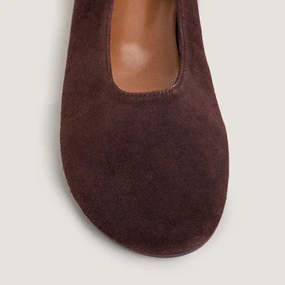 Ballerines &agrave; bouts arrondis in brown velvet | derline