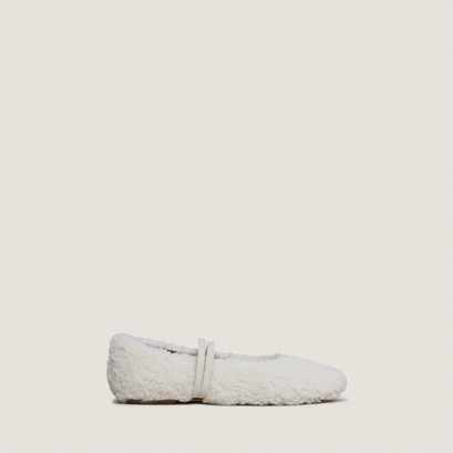 Ballerines &agrave; brides in ecru fleece | duvet