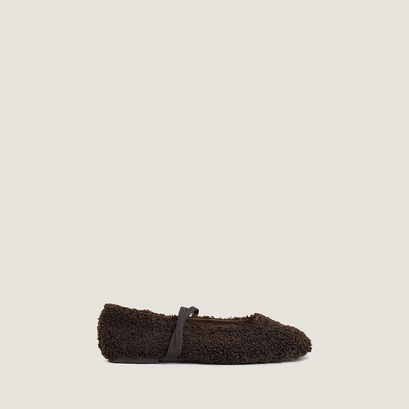 Ballerines &agrave; brides in dark brown fleece | duvet