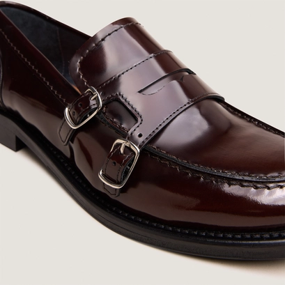 Buckled loafers in brown patinated leather | denora