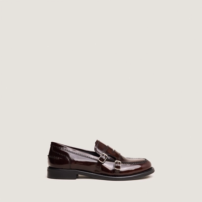 Buckled loafers in brown patinated leather | denora