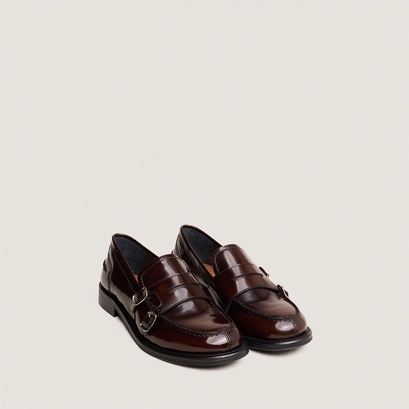 Buckled loafers in brown patinated leather | denora