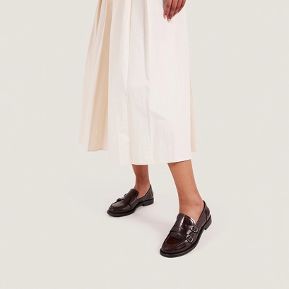 Buckled loafers in brown patinated leather | denora