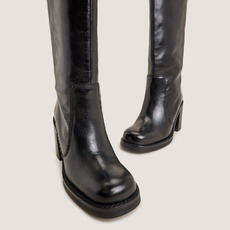 Bottes larges &agrave; bouts carr&eacute;s black