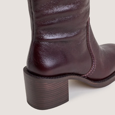 Bottes &agrave; talons lamell&eacute;s dark brown