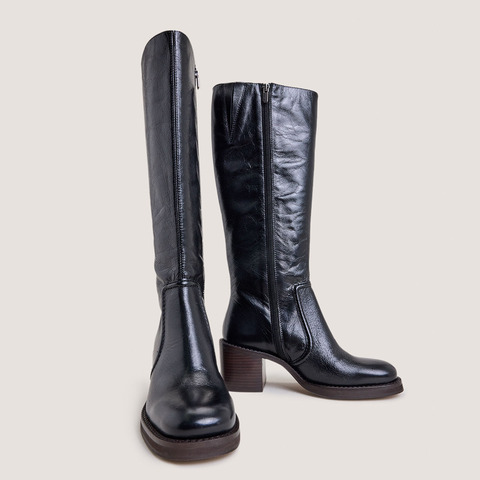 Bottes &agrave; talons lamell&eacute;s black