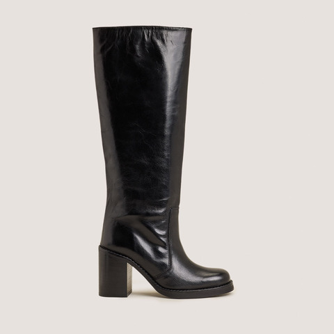 Bottes larges &agrave; bouts carr&eacute;s black