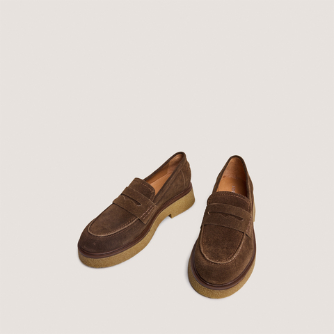 Mocassins &agrave; bouts ronds dark brown