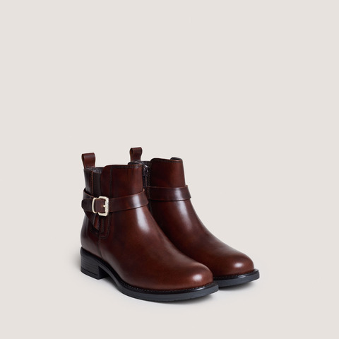 Boots &agrave; boucles cognac