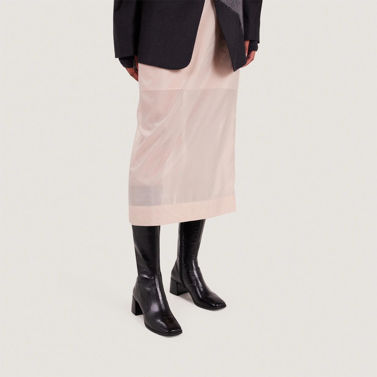 Square-toe boots in black split leather calf size S | ARGENTINE