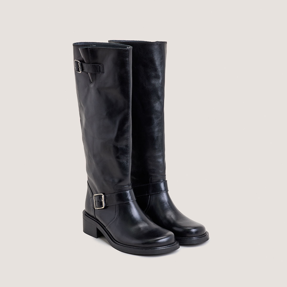 Bottes hautes &agrave; sangles black