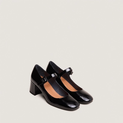 Babies &agrave; talons in pleated black patent leather | dittus