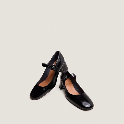 Babies &agrave; talons in pleated black patent leather | dittus