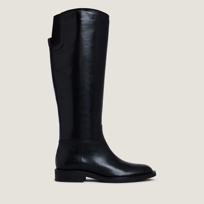Bottes &agrave; bouts ronds in black leather | cathy