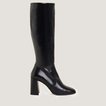 Bottes &agrave; hauts talons in aged black leather | vauby