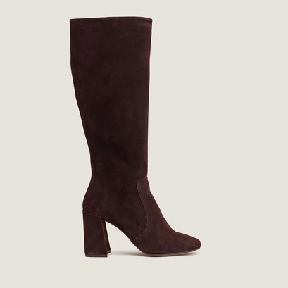 Bottes &agrave; talons in brown velvet | vaubussy