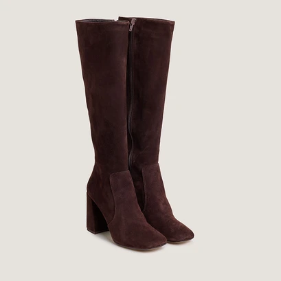 Bottes &agrave; talons in brown velvet | vaubussy
