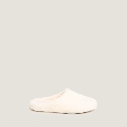 Slippers in ecru fluffy fabric | jude