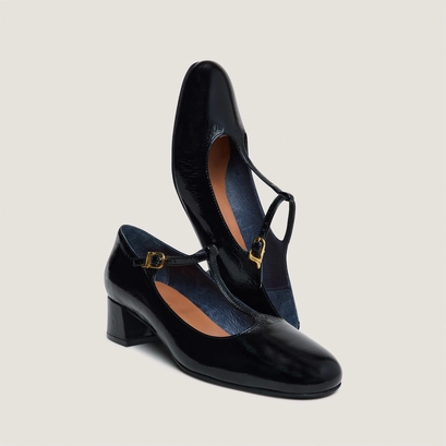 Salom&eacute;s &agrave; petits talons in shiny black leather | dalome