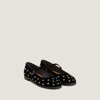 Ballerines &agrave; rivets in black velvet | deliott