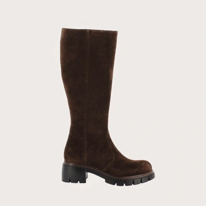 Bottes &agrave; semelles crant&eacute;es in brown suede | antonin