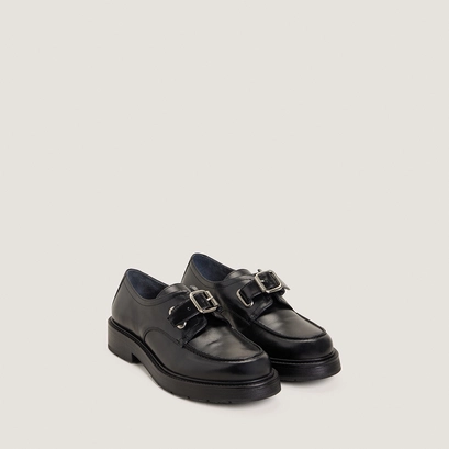 Round-toe loafers in black leather | davril