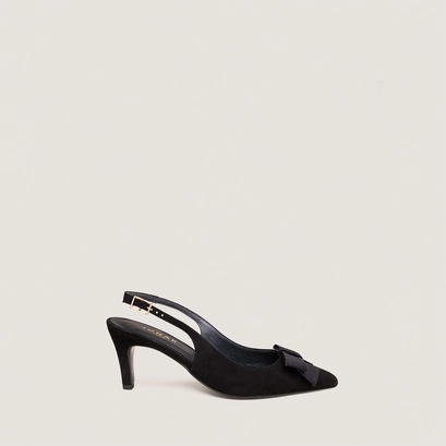Escarpins slingbacks &agrave; d&eacute;tail avant in black velvet | damelie