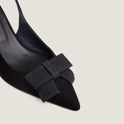 Escarpins slingbacks &agrave; d&eacute;tail avant in black velvet | damelie