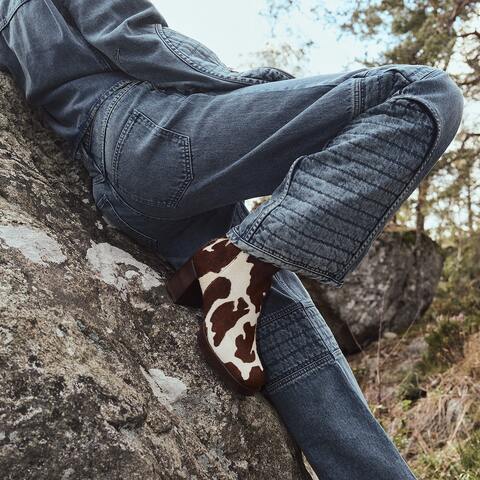 Bottines &agrave; bouts carr&eacute;s vache marron