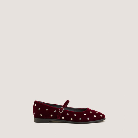 Ballerines &agrave; rivets burgundy