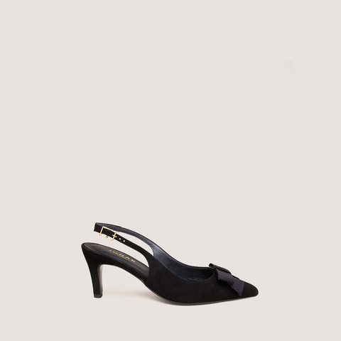 Escarpins slingbacks &agrave; d&eacute;tail avant black