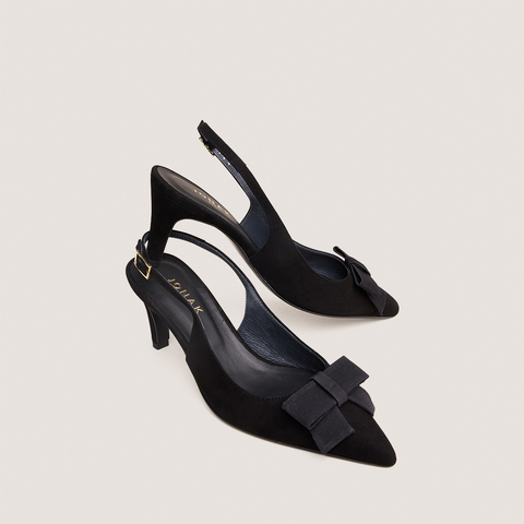 Escarpins slingbacks &agrave; d&eacute;tail avant black