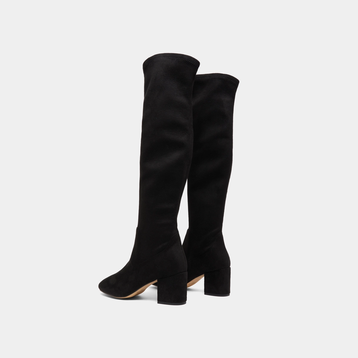 Cuissardes à petits talons in black stretch and velvet | MIA