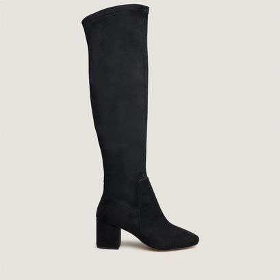 Cuissardes &agrave; petits talons in black stretch and velvet | mia