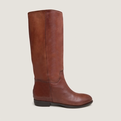 Bottes plates in cognac patinated leather | 1137
