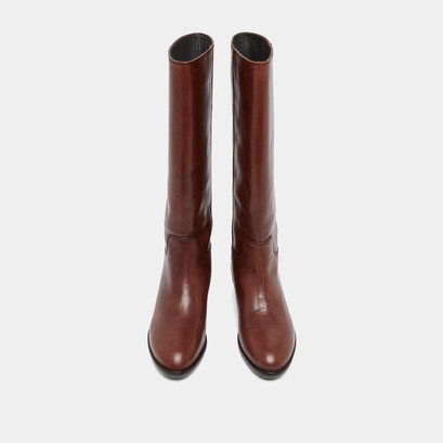 Bottes plates in cognac patinated leather | 1137