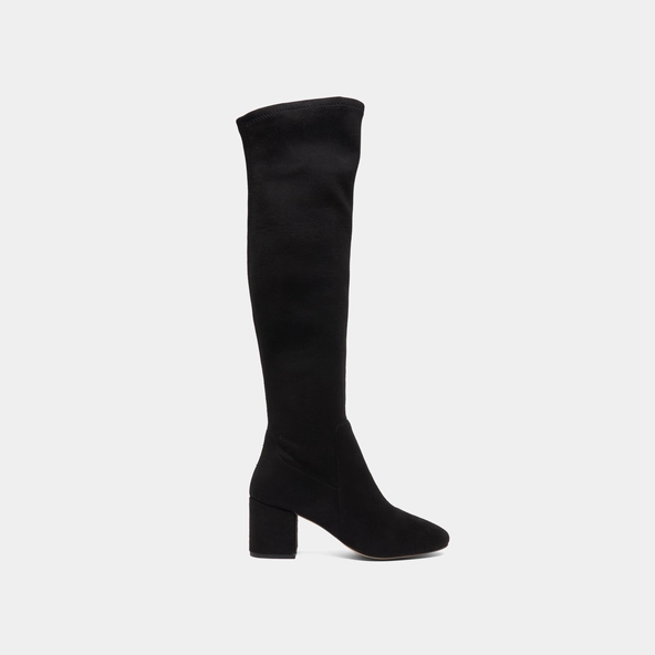 Cuissardes à petits talons in black stretch and velvet | MIA