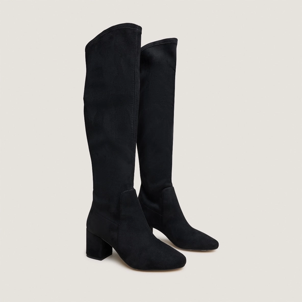 Cuissardes à petits talons in black stretch and velvet | MIA