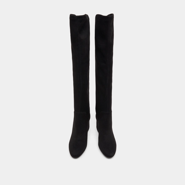 Cuissardes à petits talons in black stretch and velvet | MIA