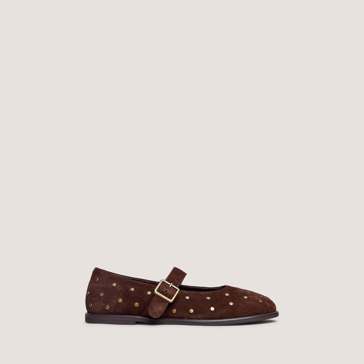 Ballerines &agrave; boucles et &agrave; rivets brown