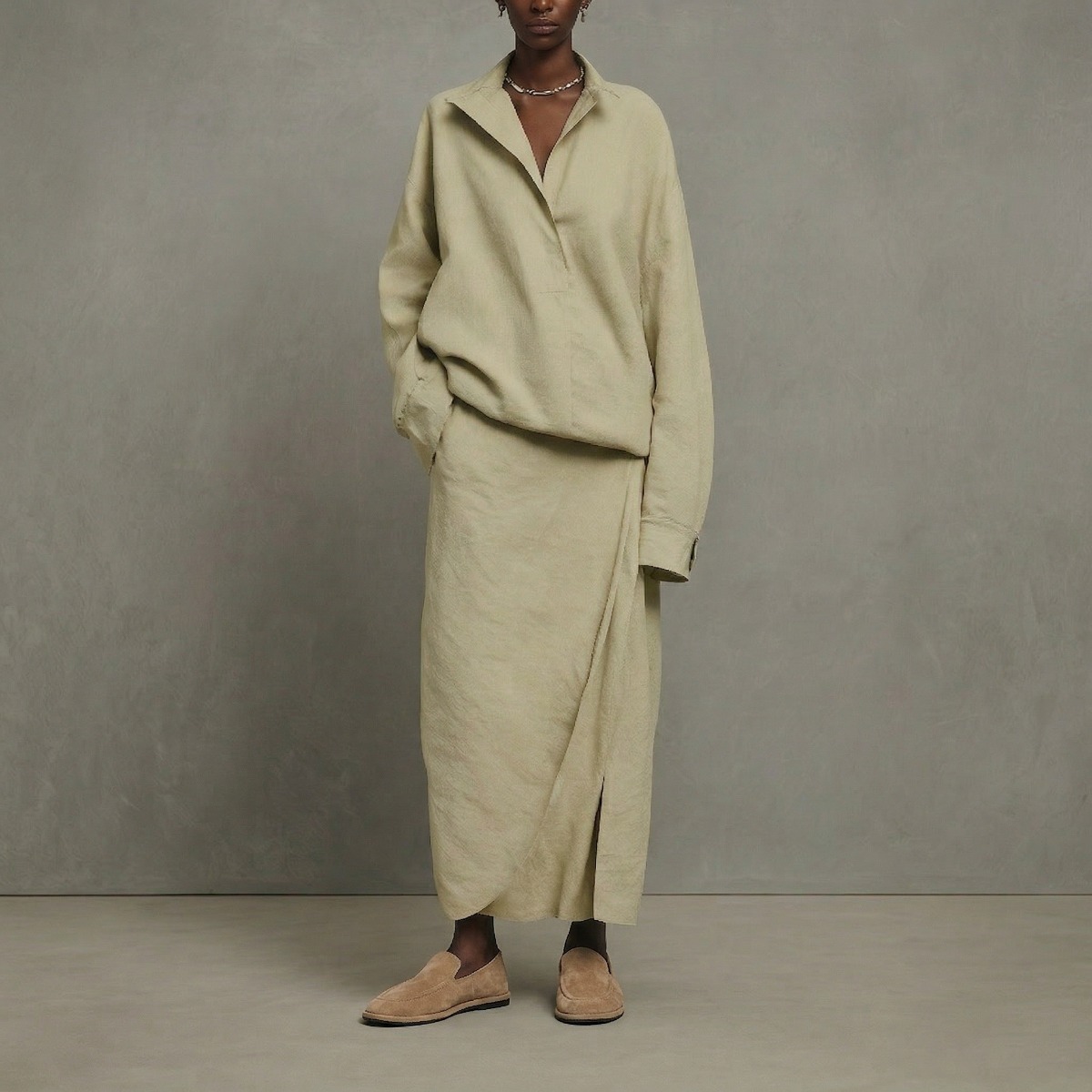 Mocassins &agrave; bouts ronds taupe