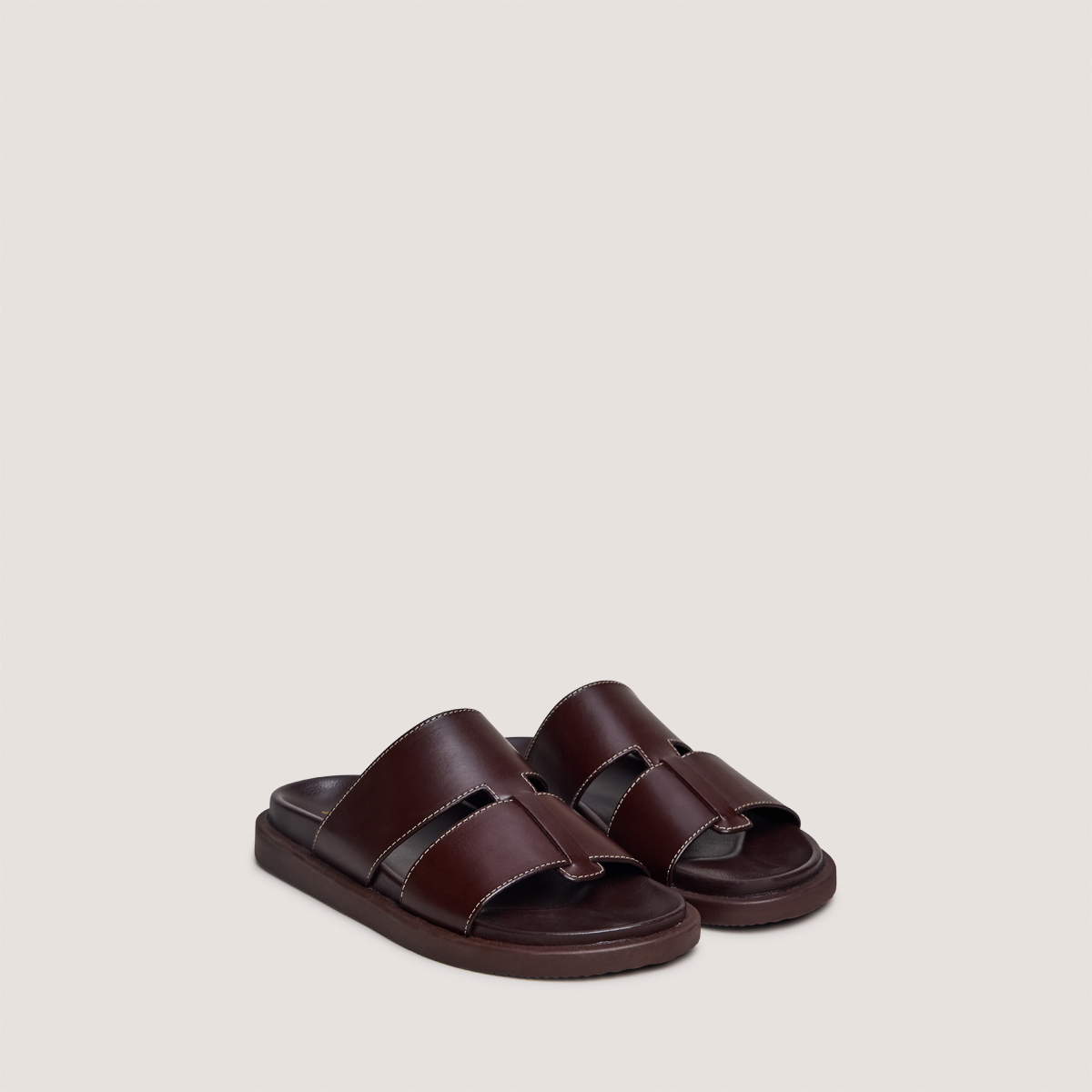 Mules &agrave; bouts ouverts dark brown