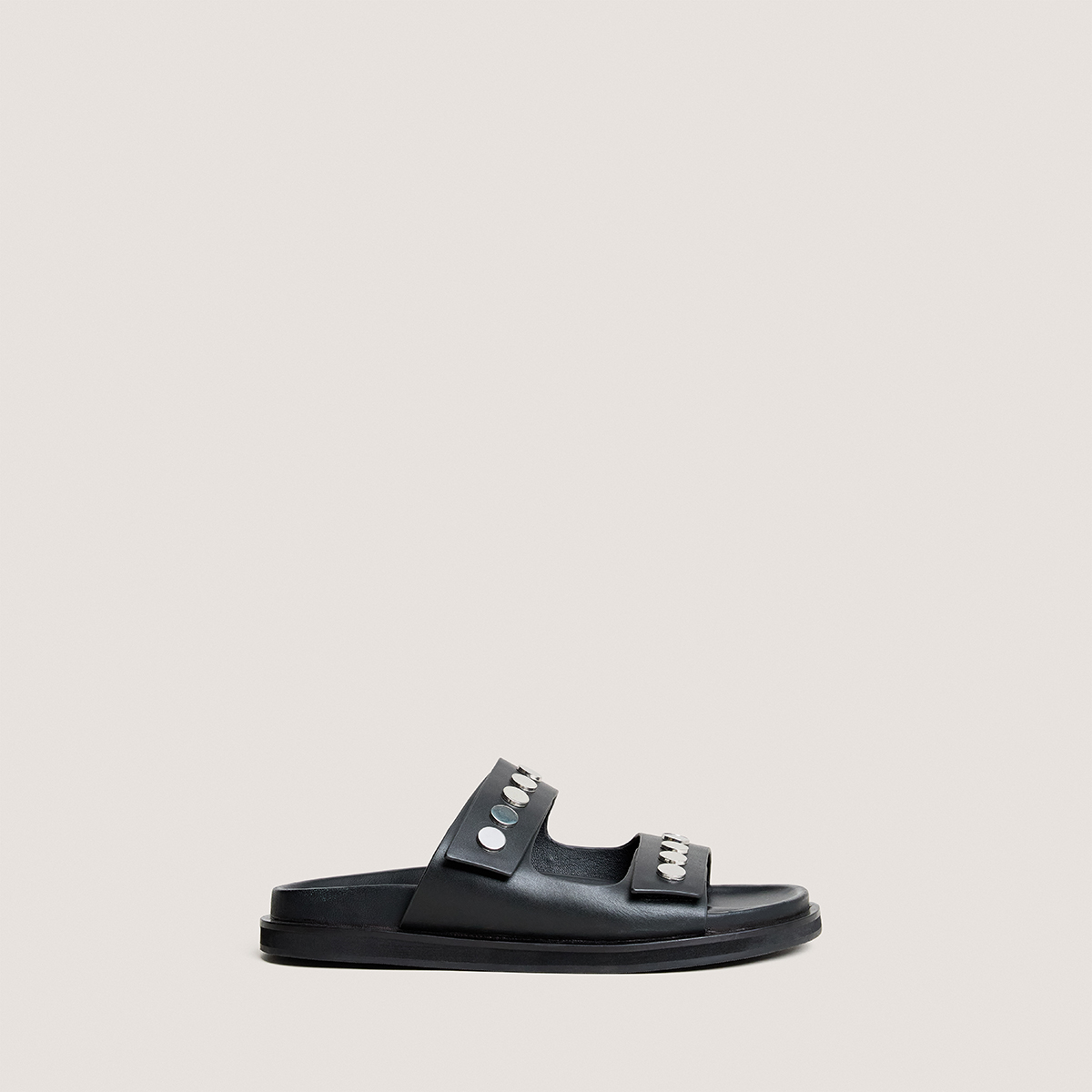 Mules &agrave; doubles lani&egrave;res black