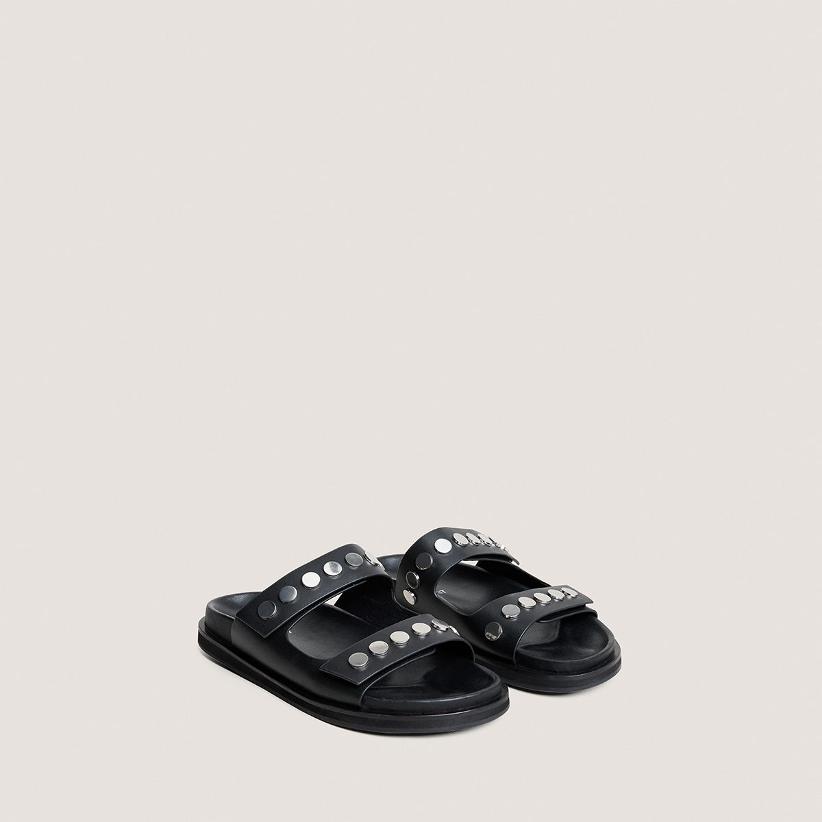 Mules &agrave; doubles lani&egrave;res black