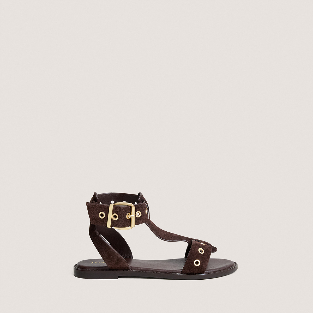 Sandales structur&eacute;es &agrave; brides chevilles dark brown