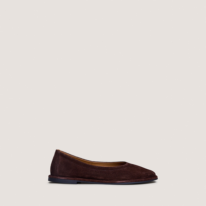 Ballerines &agrave; bouts ronds in brown suede | janice