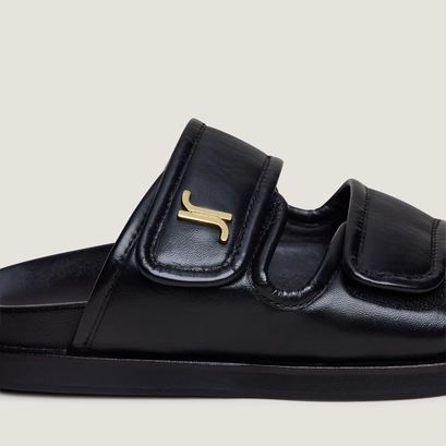 Mules &agrave; monogrammes in black leather | win