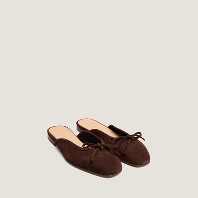 Laced mules in dark brown split leather | niccolo