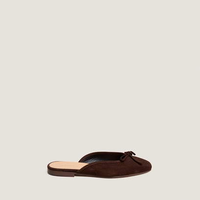 Laced mules in dark brown split leather | niccolo