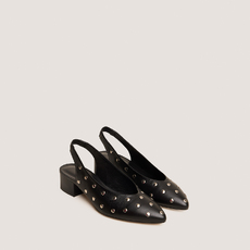 Ballerines &agrave; bouts pointus et rivets black